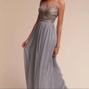 Beaded gown Adrianna Papell BHLDN Sequin Grey